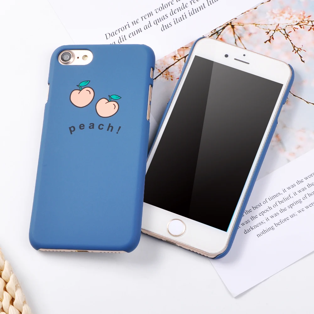 Ranipobo мультфильм фрукты персик Телефон чехол для iPhone 6 6s 7 8 Plus X Ультра тонкий синий Жесткий ПК чехол письмо задняя крышка для iPhone 6s