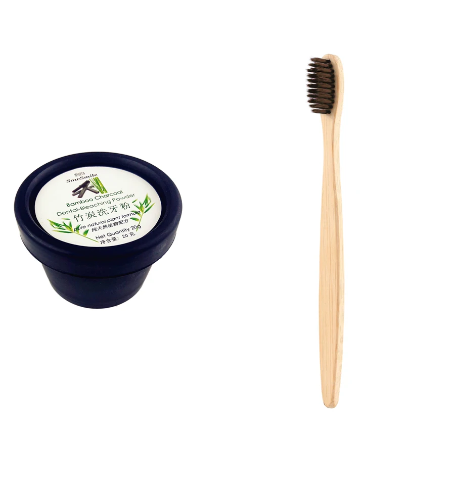 1 brush and 1 powder Отбеливающий порошок активированного угля для гигиены полости рта Очистка зубов Зубная пластина зубные пятна с щеткой для чистки зубов TSLM2 - Цвет: 1 brush and 1 powder