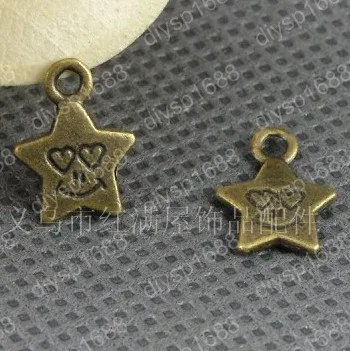 

200pcs/lot Zinc alloy bead Antique Bronze Plated 11*14MM Smiling star Pendants Fit Jewelry Making DIY JHA2129
