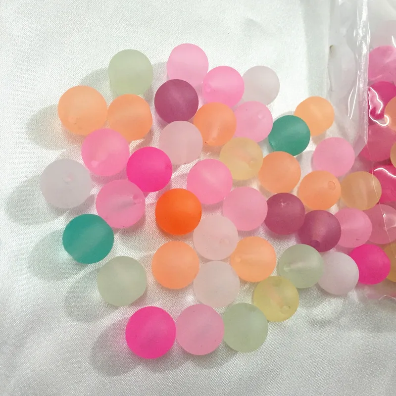 

12/14/16MM 100Pcs/Pack Grind Arenaceous Mist Jelly Round Shape Mix Colors Plastic Resin Acrylic Bead Jewelry Loose Beads