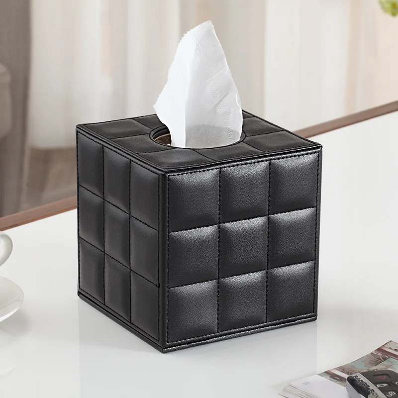 Lighting Square PU Leather Gold Flower Tissue Storage box Covers Roll Paper Napkin Towel Holders canister dispenser | Дом и сад