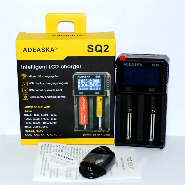 Adeaska sq2 цифровой 18650 26650 18350 10440 18500 Зарядное устройство ЖК дисплей Дисплей Батарея