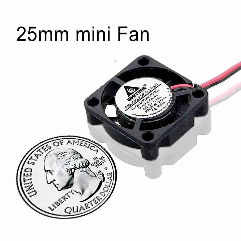 2 шт. бесшумный охлаждающий вентилятор 25x25x7 мм 5 В|fan 25x25x7mm|cooler 25mmcooling fan |