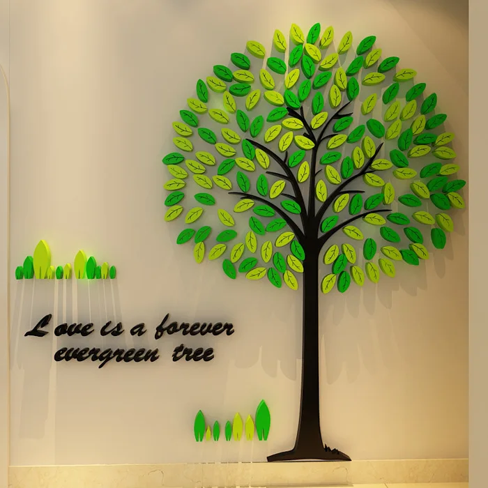 Триколор дерево креативный 3D акриловый стикер на стену Гостиная ТВ фон DIY