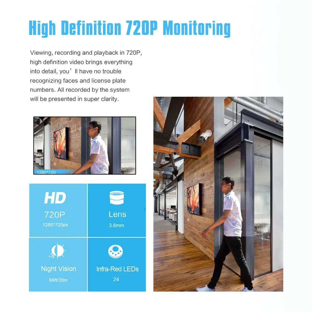 SANNCE 8CH 720 P HD CCTV камера система безопасности 5в1 видеорегистратор DVR 6 шт. водонепроницаемый домашний комплект безопасности камеры наблюдения