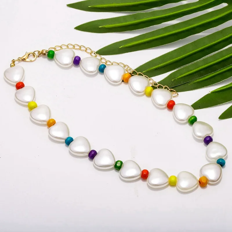 LEADERBEADS женское сердце из имитации жемчуга в стиле барокко ожерелье ярких бусин