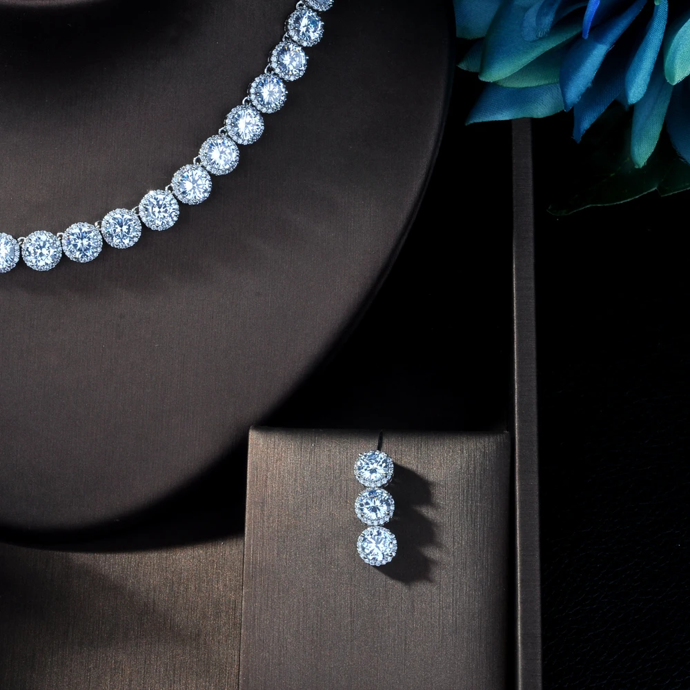 HIBRIDE Round CZ Stone Luxury Women Nigerian Wedding Naija Bride Cubic Zirconia Necklace Dubai 4PCS Dress Jewelry Set N-275 | Украшения и