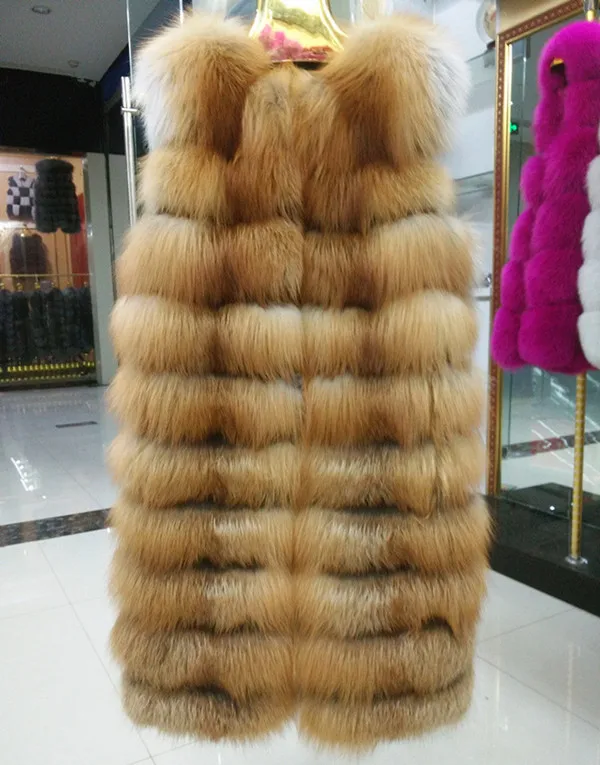 Роскошный жилет из натурального Лисьего меха осенне зимний для женщин верхняя