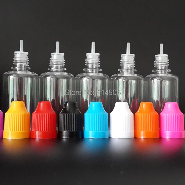 

30ml Empty E liquid Bottles PET Transparen Plastic Dropper Bottles With Childproof Caps and Long Thin Tip for E juice