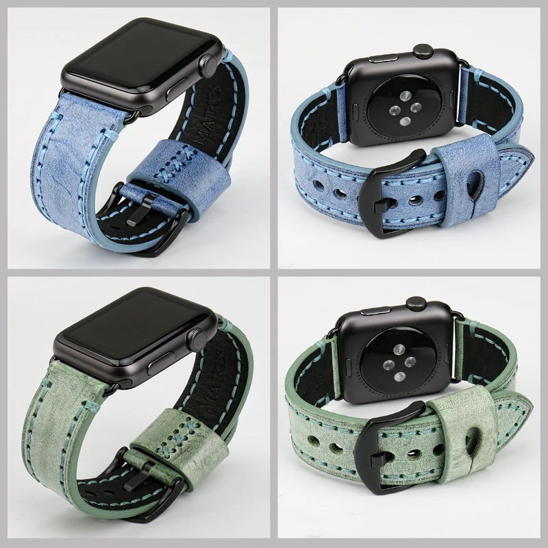 Ремешок кожаный для Apple Watch Band 44 мм 40 42 38 Series SE 6 5 4 3 2 1 | Наручные часы