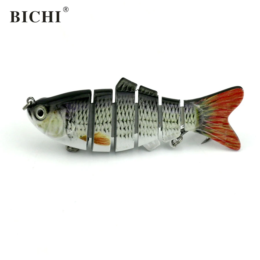 BICHI 10cm Fishing Lures 3D Eyes 6-Segment Lifelike Hard Lure Crankbait With 2 Hook Baits Artificial Bait | Спорт и развлечения