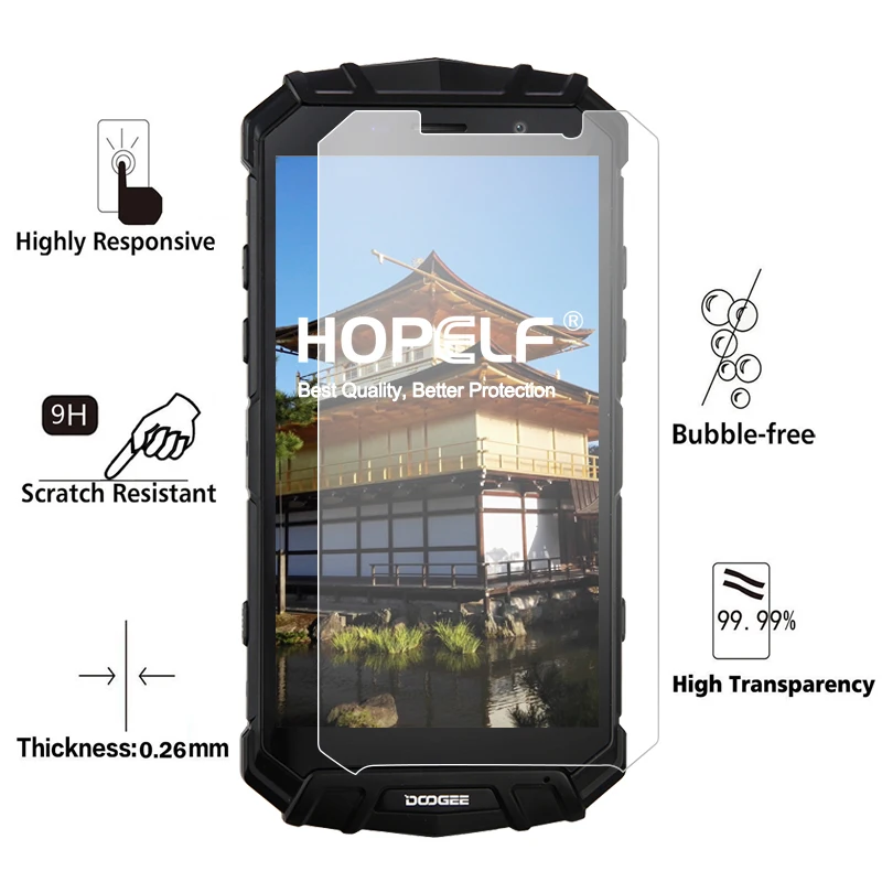 2 шт. HOPELF Защита экрана для Doogee S60 закаленное стекло 2.5D 9H на защитной пленке