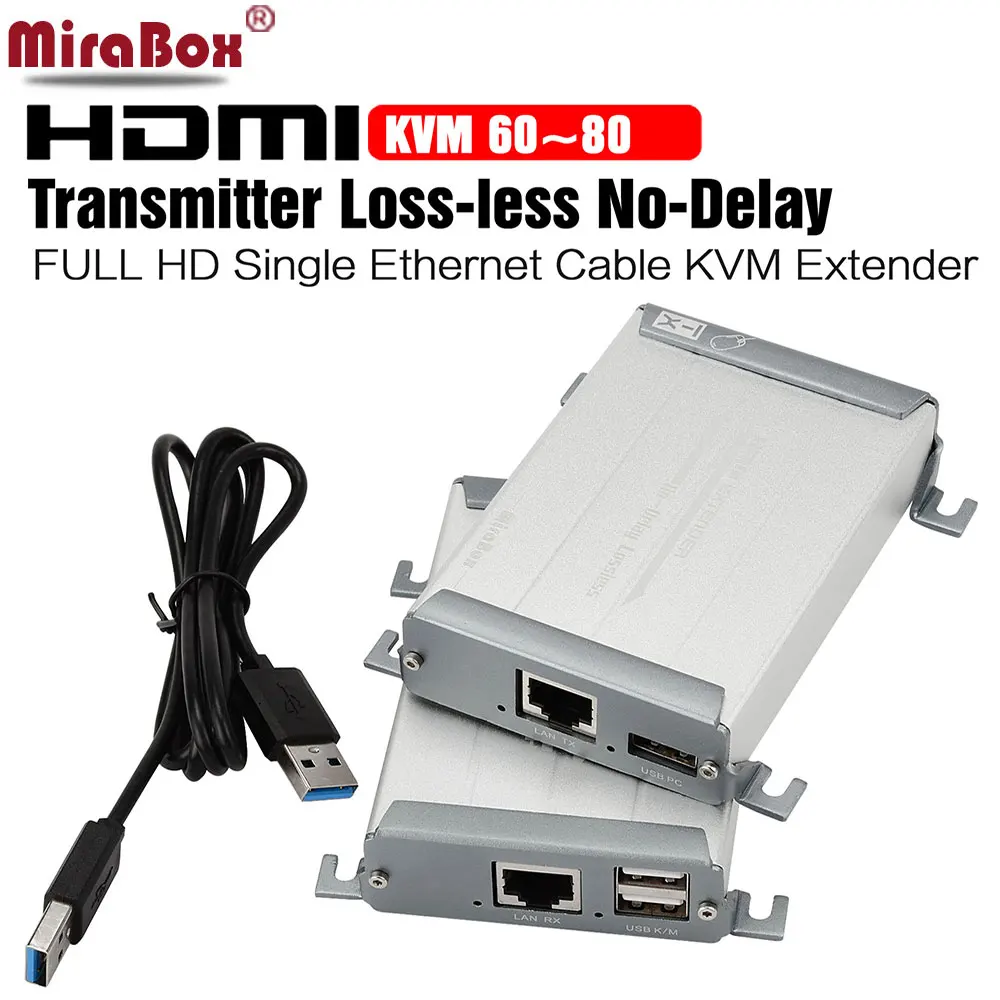 Mirabox 60 м HDMI USB KVM extender с POE поддерживает AV без потерь задержки 1080 P видео адаптер