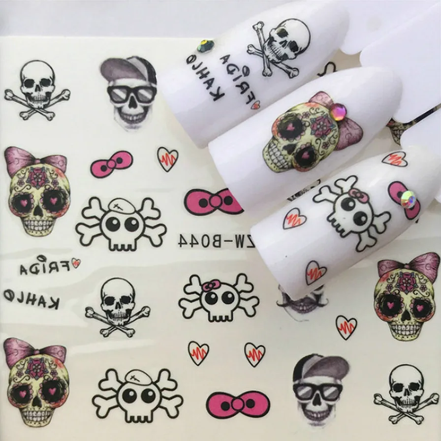 1 шт. акриловая пудра с изображением бабочки и скелета искусственные накладные