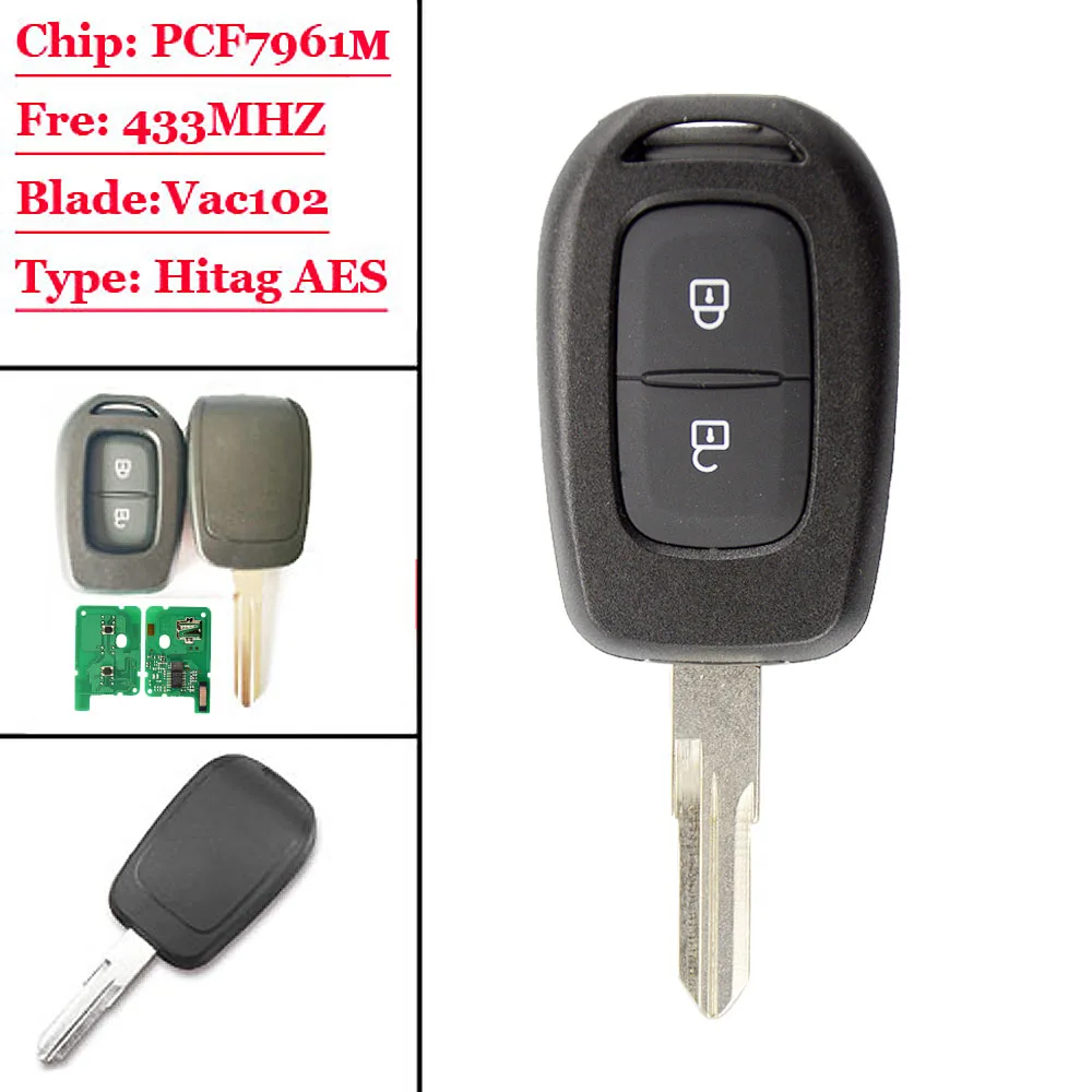 Новый дистанционный ключ с 2 кнопками 433 МГц чипом 4A PCF7961M для Renault Sandero Dacia