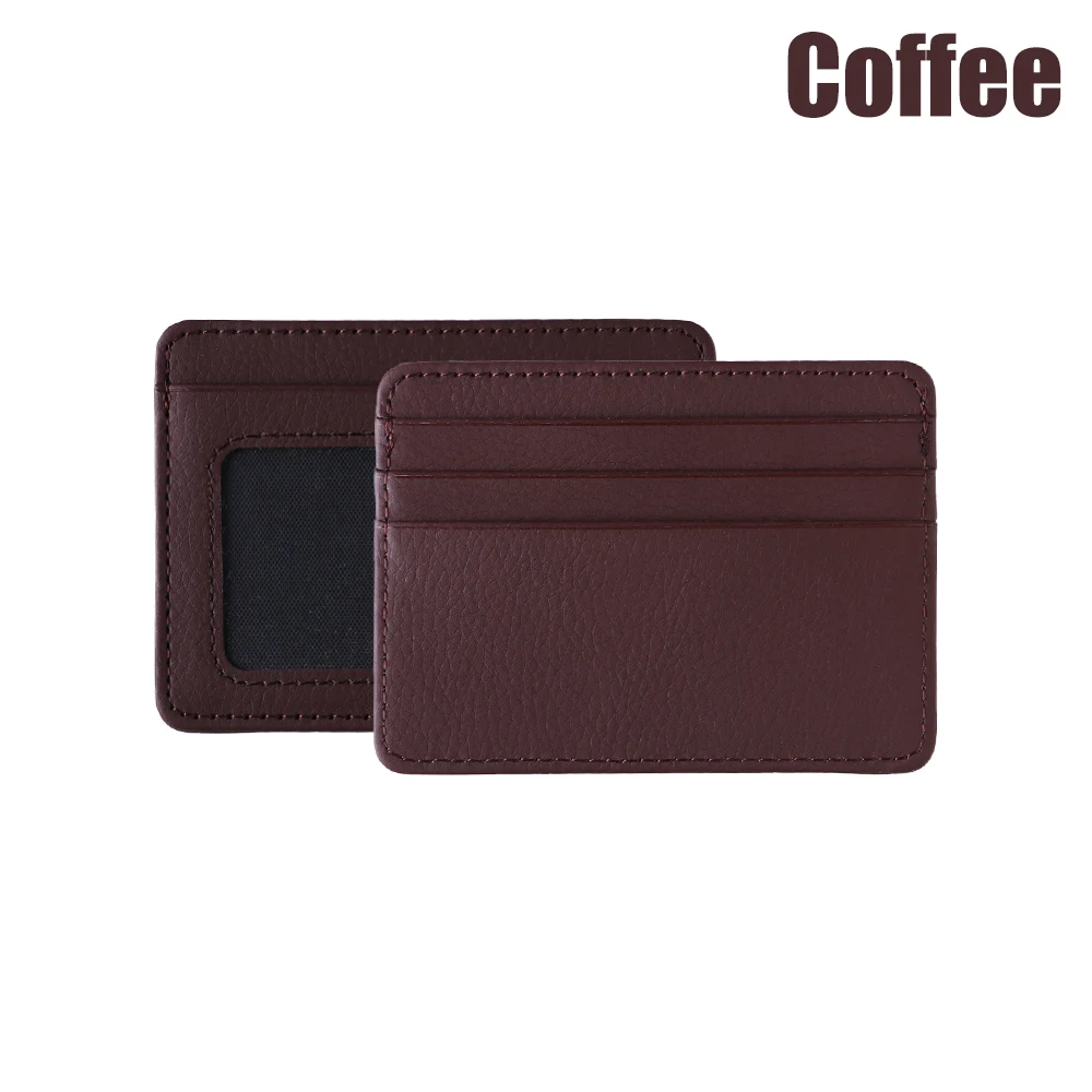 Coffee 1 шт., маленький, прочный, тонкий, простой, для путешествий, кожаный, для бизнеса, для ID карты, кошелек, держатель, чехол с Id окном для мужчин и женщин - Цвет: Coffee