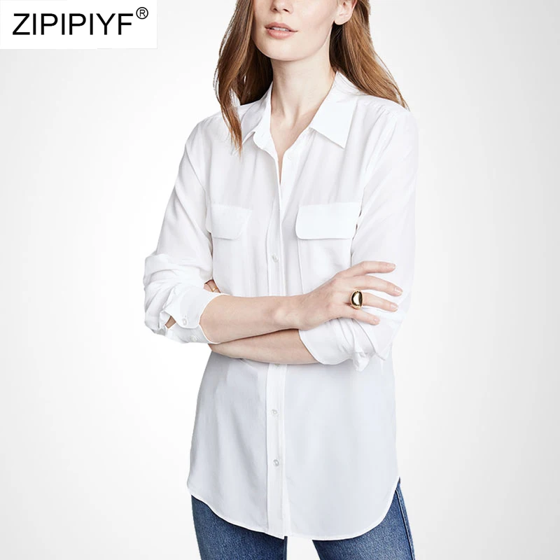 Solid White Shirt Women 2019 New Turn-down Collar Shirts Women Slim Style Casual Long-sleeved Shirt Blouse H661731