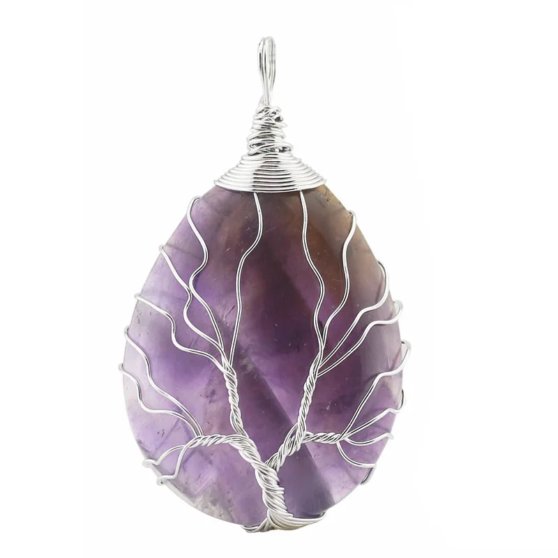 Ручная работа проволока обертывание дерево большой размер капли воды Кристалл