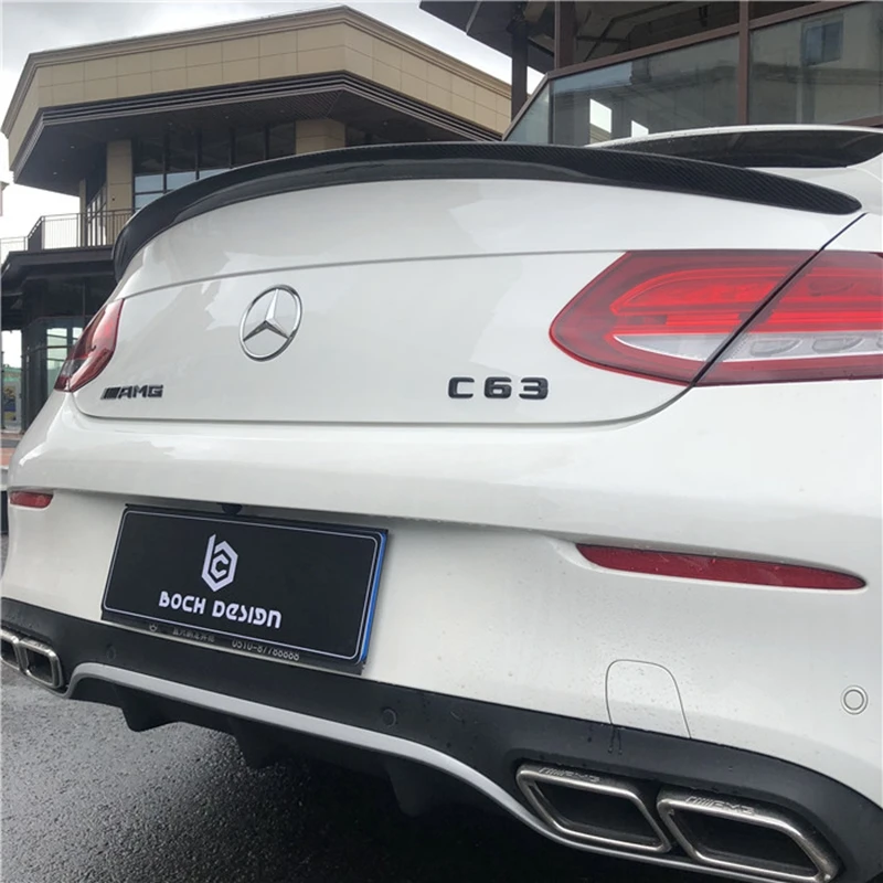 Углеродного волокна задний спойлер багажник губы крыло багажника для Benz C63 W205 C205+ C Class C180 C200 C250 C300 C350 2-купе