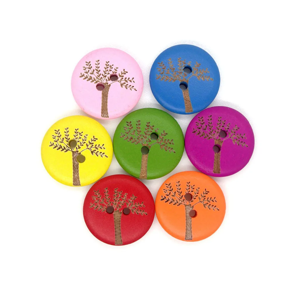 30 шт. 2 отверстия деревянные пуговицы для рукоделия Новогодние декоративные