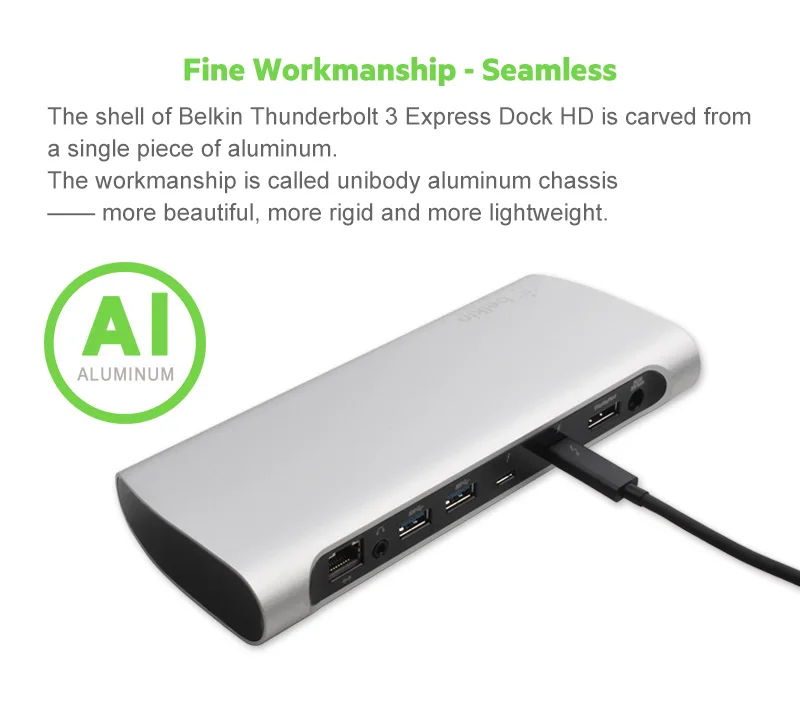 Belkin Thunderbolt 3 Express Dock HD с кабелем 40 Гбит/с для нового MacBook Pro розничной посылка
