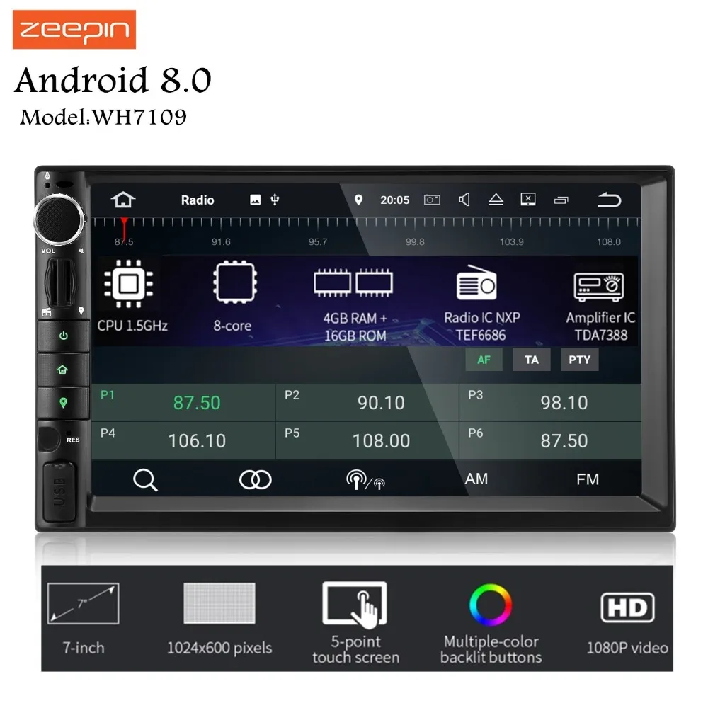 ZEEPIN WH7109 2Din Android Автомагнитола 7 дюймовый 8 Core 1024X600 Центральный Multimidia Поддержка OBD Wi