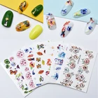 3D акриловые гравированные наклейки для ногтей в виде цветов и бабочек