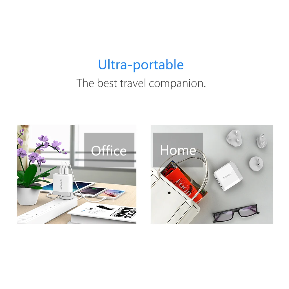 ORICO Global портативное USB зарядное устройство, 4 порта, дорожное зарядное устройство с конвертером, USB зарядное устройство, настенное зарядное устройство для телефона, планшета