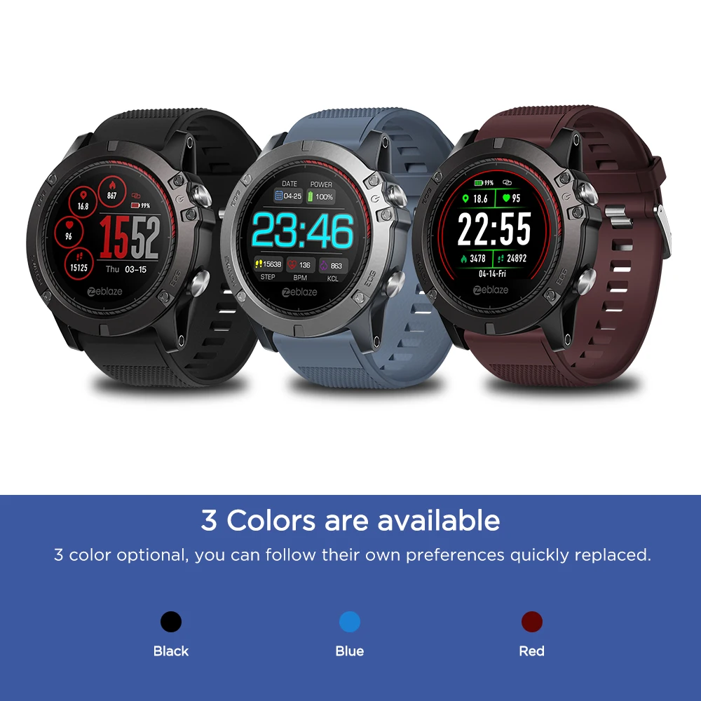 Zeblaze VIBE 3 ЭКГ Смарт часы мгновенный по требованию Цвет дисплей частоты сердечных