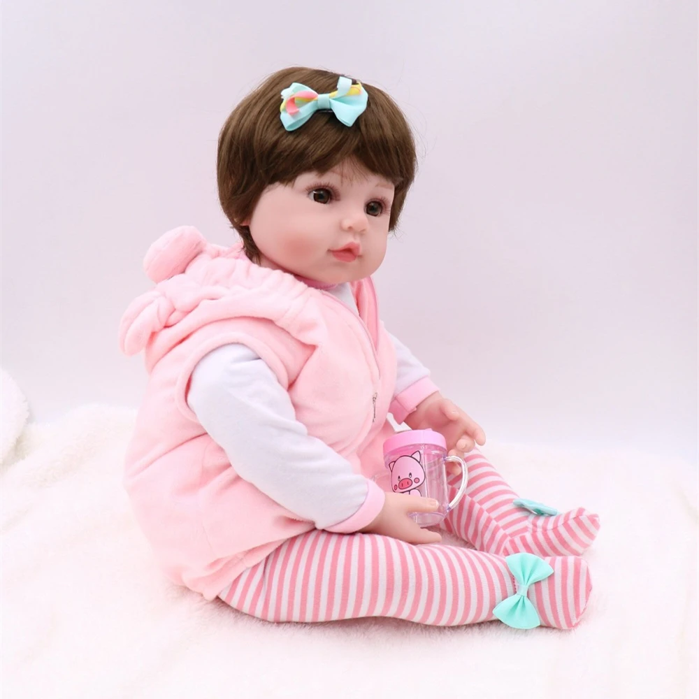 

NPK 47cm Lifelike Reborn Toddler Baby Doll Reborn Baby Girl Soft Silicone Vinyl Stuffed Body Christmas Surprise Gifts Bebe Doll