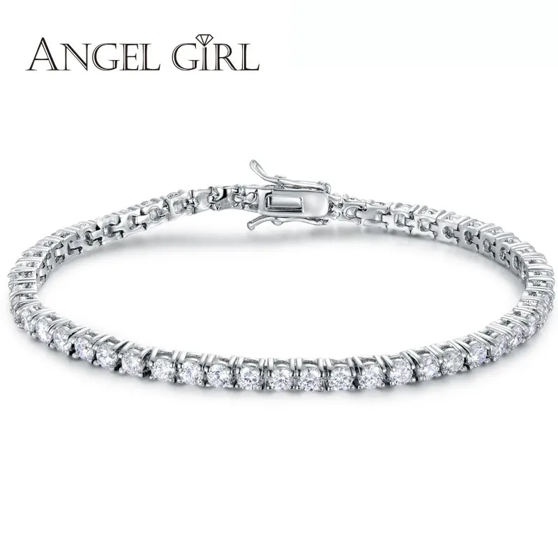 AngelGirl металлическим украшением и закругленным браслет 3/4/5/6 мм с кубическим