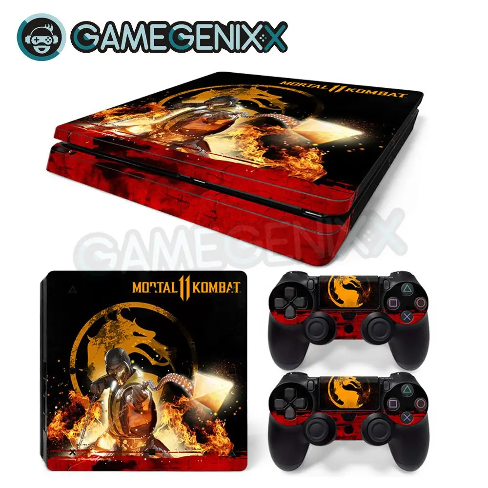 Наклейка на кожу GAMEGENIXX Виниловая наклейка для PS4 Slim консоль и 2 контроллера Mortal