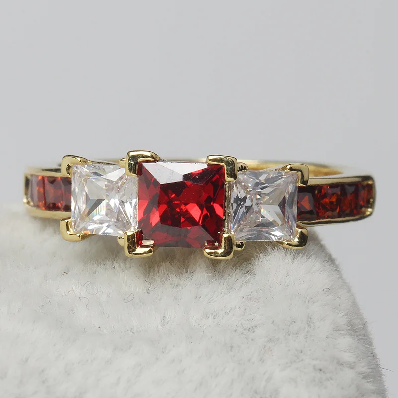 Женское Обручальное Кольцо ROMAD красное кольцо с геометрическим узором и