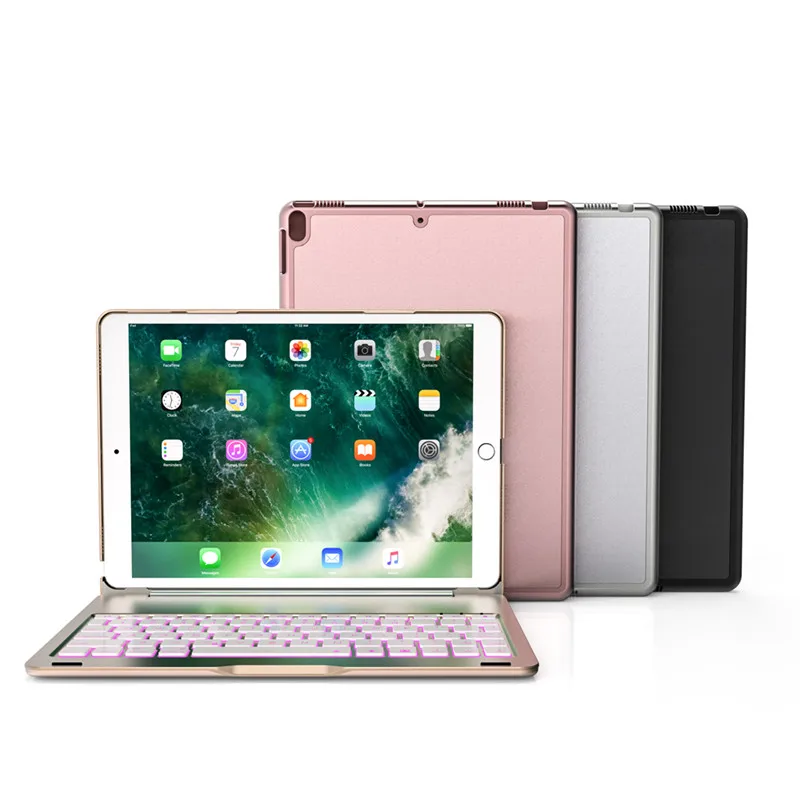 

High-Quality Case for iPad Pro 10.5 7 Color Backlit Light Wireless Bluetooth Keyboard Case Cove Luxury Metal Keyboard Tablet Bag