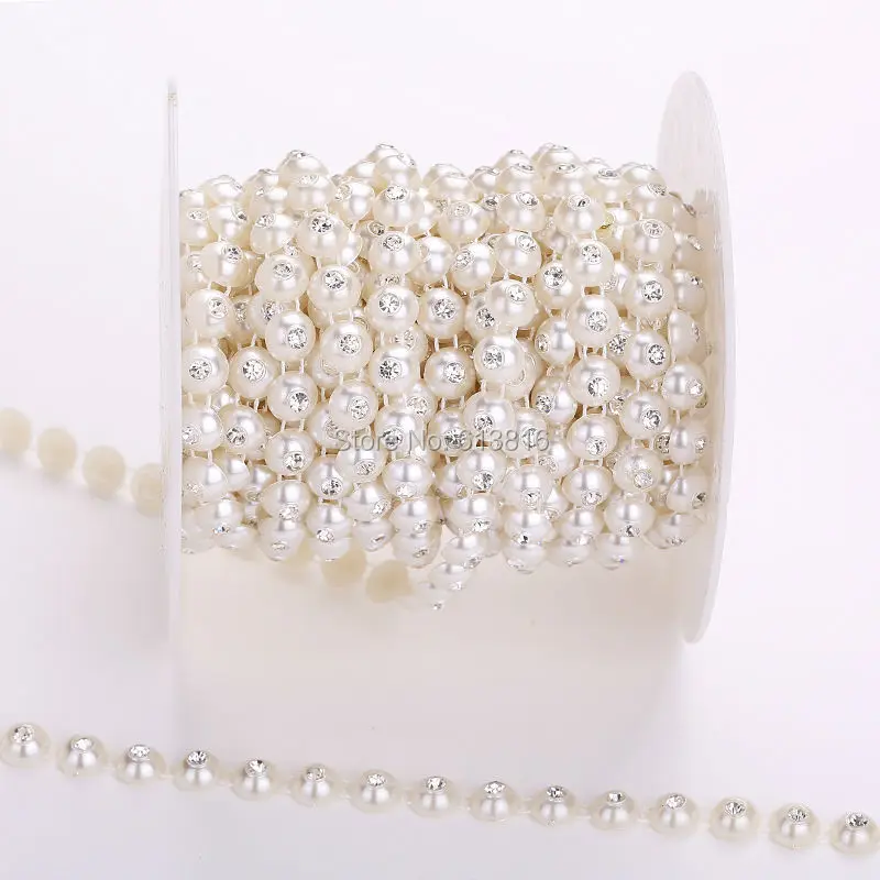 10 ярдов/партия цепочка из жемчуга 8 мм|roll of pearl|chain rollrhinestone chain |