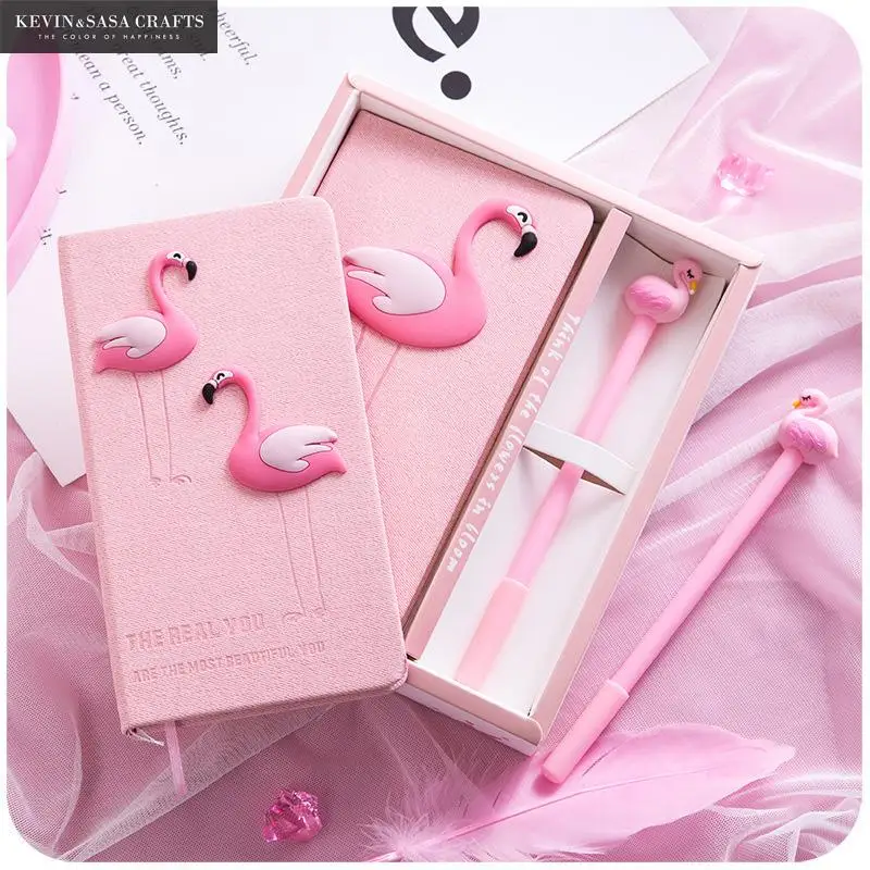 

Flamingo Notebook Quality Note Book With Pen Set Diary Day Planner Kawaii Journal Stationery School Supplies Study Gift Tools