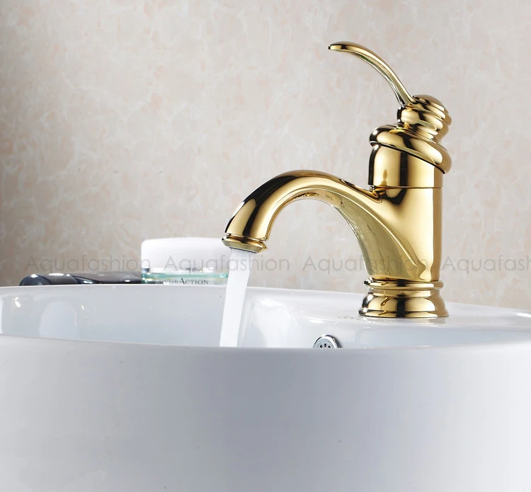 Античный дизайн золотой кран для раковины латунный с одной ручкой | Обустройство