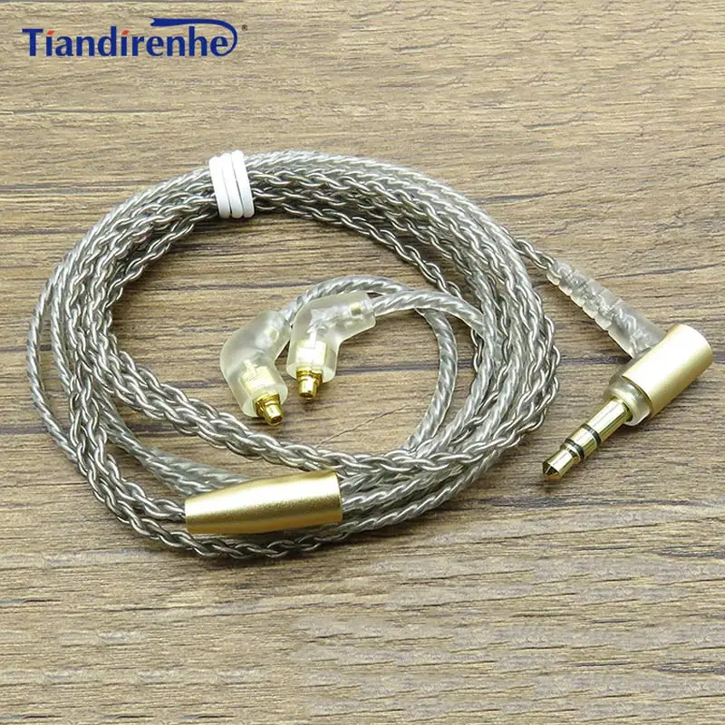 Обновление 32 ядра кабель MMCX для Shure SE215 SE425 SE535 SE846 наушники гарнитура Серебряная