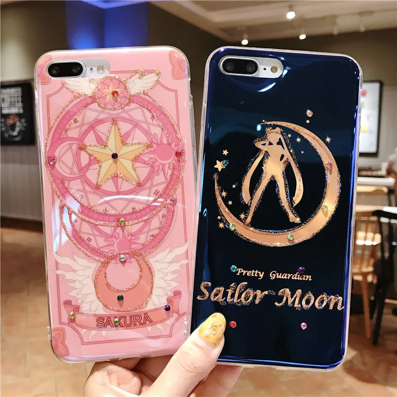 Мягкий чехол для iphone XS max XR X bling Сейлор Мун + стеклянная пленка экрана iPhone 8plus 7 8 6 plus