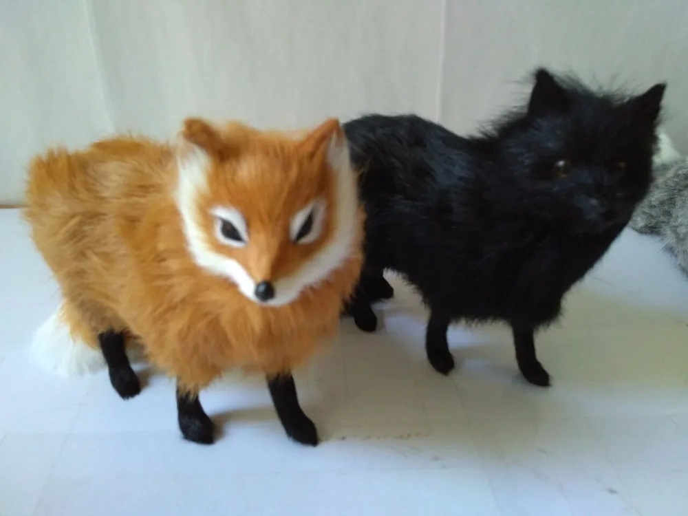 

plastic&furs black or yellow fox about 16x6x13cm simulation standing fox model handicraft prop home decoration gift d2277