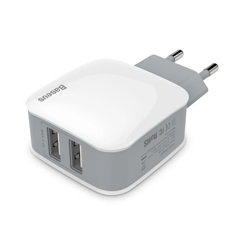Baseus порт abl ЕС USB зарядное устройство разъем для samsung huawei Xiaomi двойной USB порт зарядное устройство USB ЗУ для мобильного телефона адаптер 2.4A - Тип штекера: US