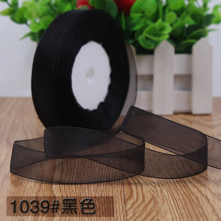 Черные ленты из органзы (50 ярдов/рулон) 3/4 дюйма (20 мм) оптовая продажа подарочная