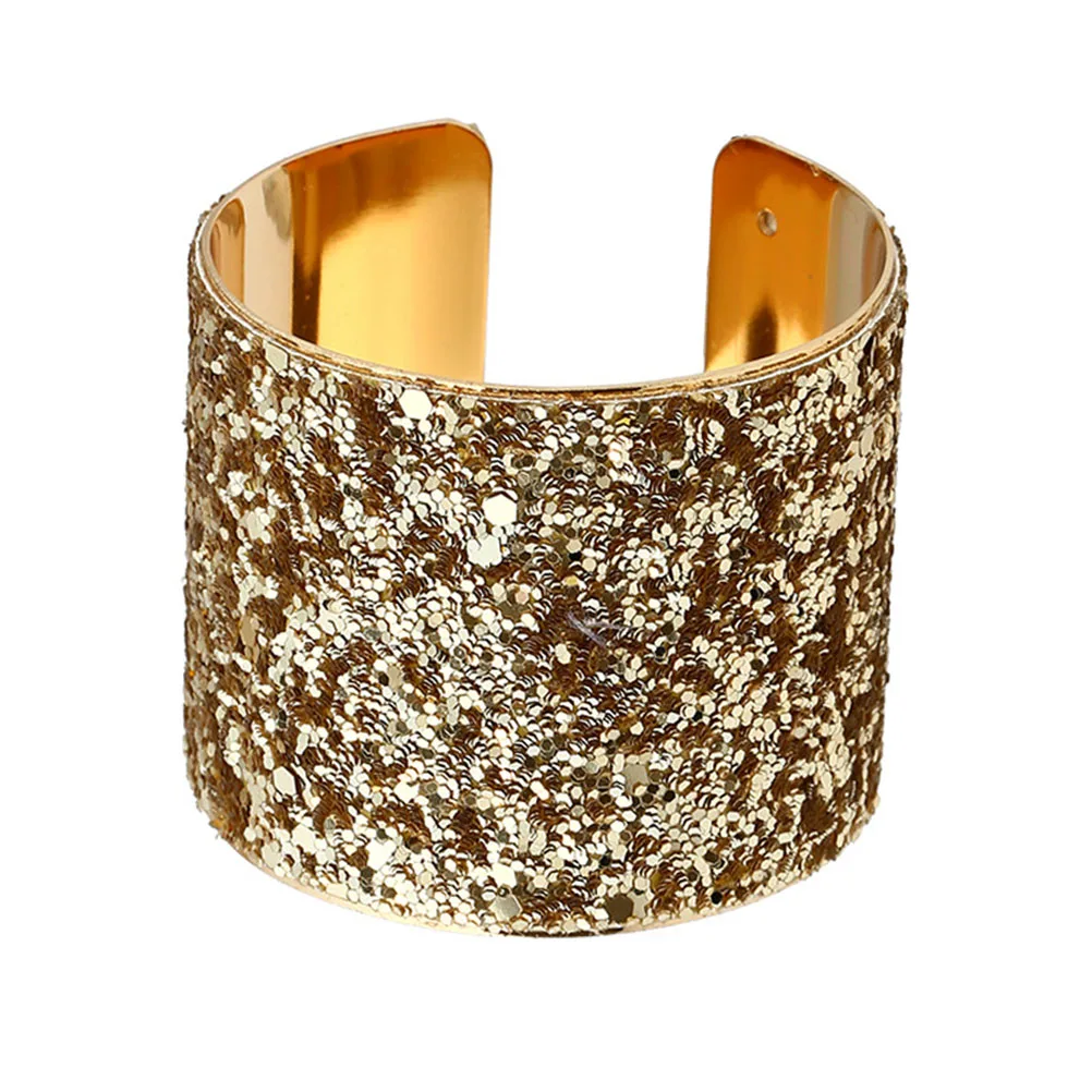 Блестящий Браслет манжета Широкий открытый сверкающий браслет массивные