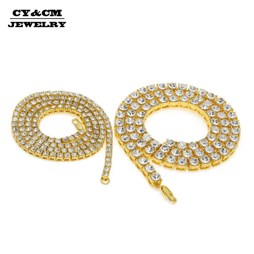 Золотой серебряный цвет Мужская 1 ряд Iced Out теннис кристалл стразы цепочка для