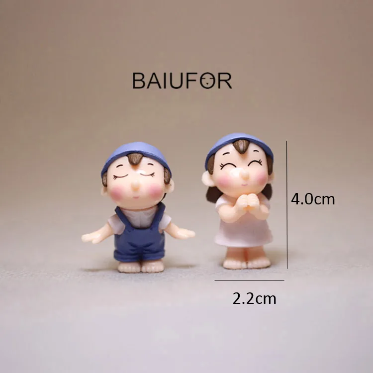 BAIUFOR Lover мультфильм пара фигурок шляпа для мальчиков и девочек Мини Сад