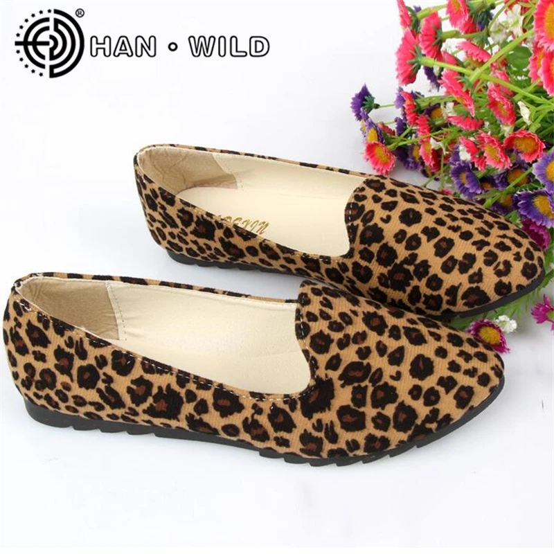 Туфли женские с леопардовым принтом плоская подошва без застежки повседневная