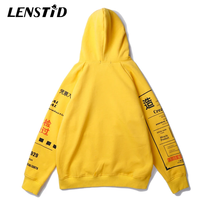 LENSTID 2019 Harajuku Графический граффити канджи хип хоп Уличная толстовка хлопок осень