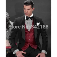 custom made black one button groom tuxedos best man shawl satin lapel groomsmen men wedding suitsbridegroom jacketpantsvest