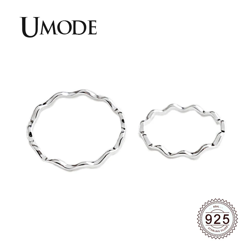 UMODE изгиб волна 925 пробы серебряные кольца наборы вечерние ювелирные изделия для женщин Простые модные корейские кольца аксессуары ULR0725