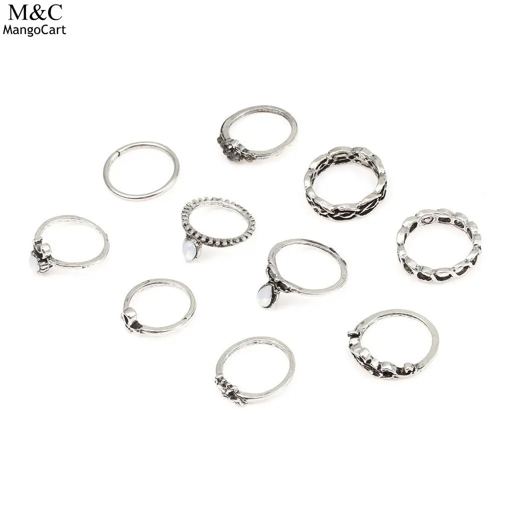 Комплект Богемия миди кольцо 10 шт. Винтаж стимпанк слон Луна Anillos